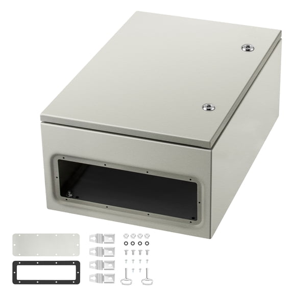 LANKANG NEMA 4X Carbon Steel Electrical Enclosure IP66 Waterproof Dustproof Indoor Outdoor Junction Box with Removable Mounting Plate Black Gray