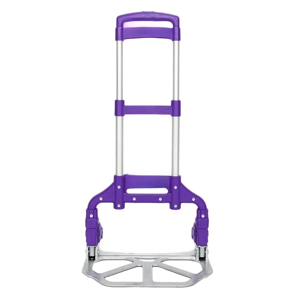 LANKANG Portable Foldable Telescopic Luggage Trolley Cart Adjustable Extendable Handle All Terrain Swivel Wheels Compact Shopping Travel Hauling Cart Purple Aluminum Frame