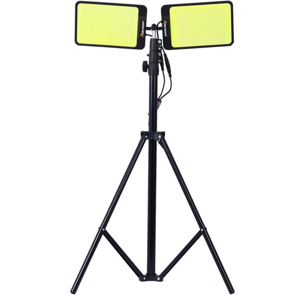 LANKANG Portable LED Work Light with Tripod Stand 11200 Lumen Dual Head Design Remote Controlled Waterproof Light for Construction Backyard