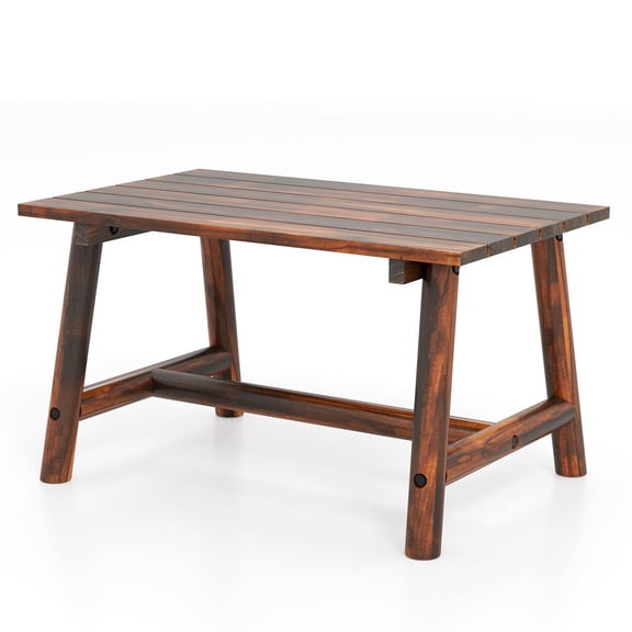 LANKANG Rectangular Solid Wood Patio Coffee Table Slatted Drain Tabletop Thick Reinforced Legs Indoor Outdoor Leisure Side Table For Garden Porch Balcony Pool Living Room