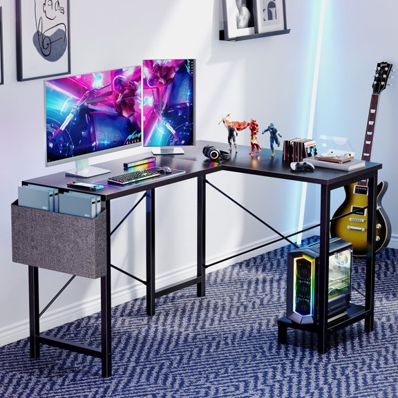 LANKANG Reversible L Shaped Gaming Work Desk Accessory Storage Holder Ventilated Tower Tray Compact For Home Office Layouts