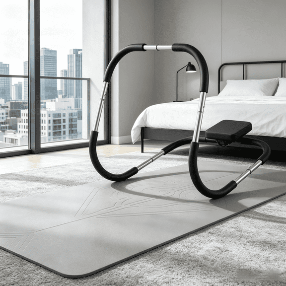 LANKANG Silver Portable AB Core Trainer with Padded Headrest & Foam Handgrips U-Shaped Base Home Office Abdominal Workout Equipment Max 220 Lbs