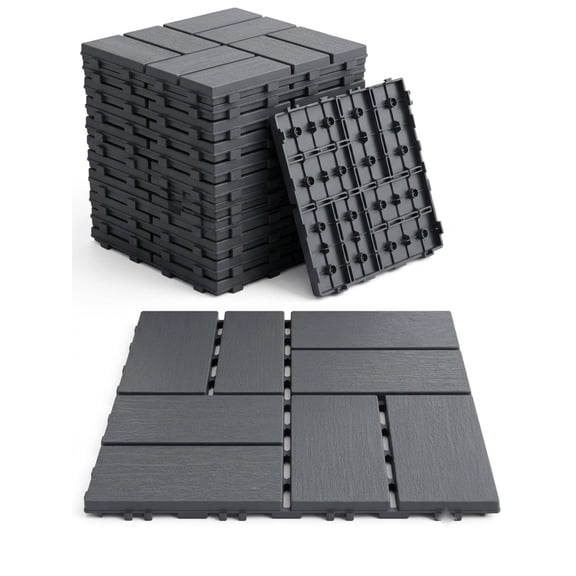 LANKANG Snap Together Interlocking Patio Floor Tiles Waterproof Non Slip Outdoor Flooring With Drainage Structure For Garden Poolside Porch And Backyard