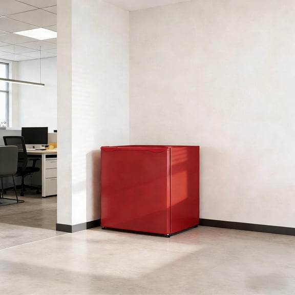 LANKANG Stylish Compact Upright Mini Freezer Five Level Adjustable Temp Quiet Energy Saving Compressor Reversible Door Removable Storage Shelf Portable Freezer For Dorm Apartment Office RV Red