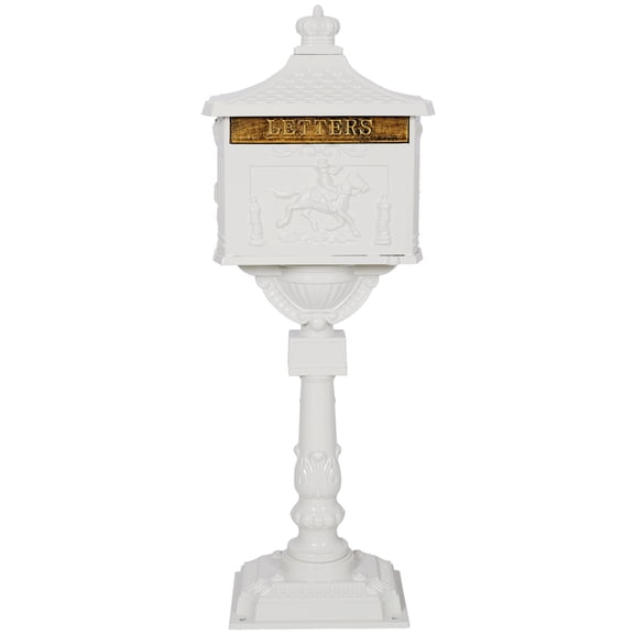 LANKANG Weather Resistant White Cast Aluminum Postal Box Heavy Duty Outdoor Residential Mailbox for Daily Mail Storage