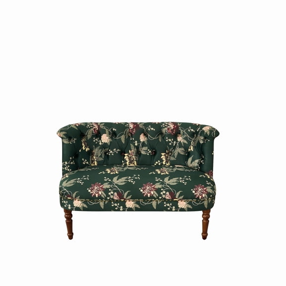 LANKANGEuropean‑Style Green Single Sofa Chair Fabric Lazy Accent Chair Dressing Stool for Living Room Bedroom & Balcony