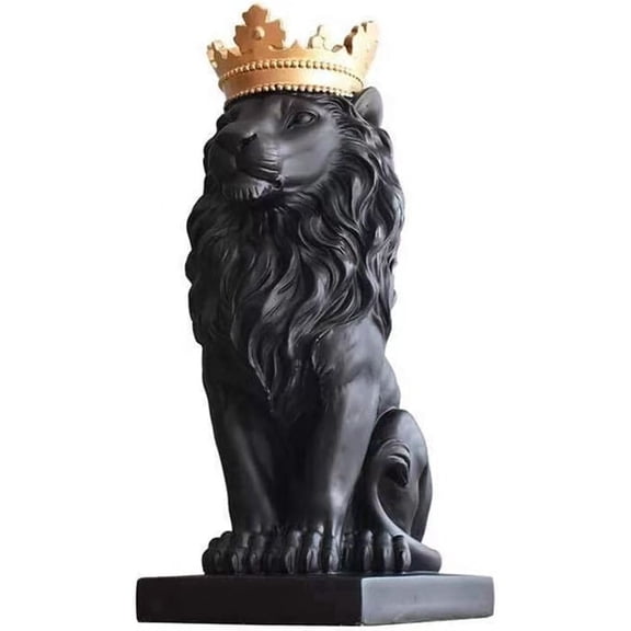 H&W 15''H Black Lion statue, Top Collection Figurine, Home/Desk/Outdoor Decoration, Gift for Man