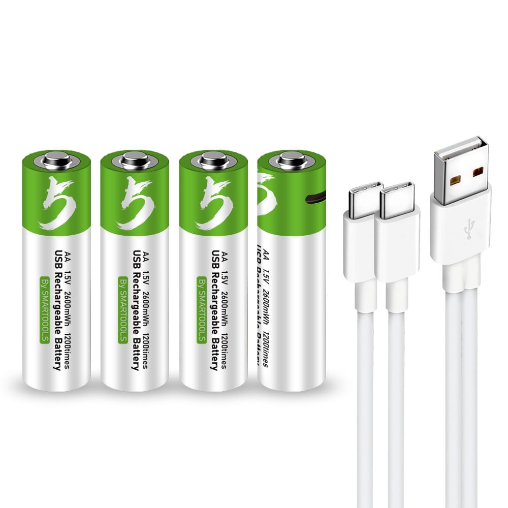 LANKOO USB AA Lithium Ion Rechargeable AA Battery Fast Charge 1.5v with  Type C Port Cable 4-Pack