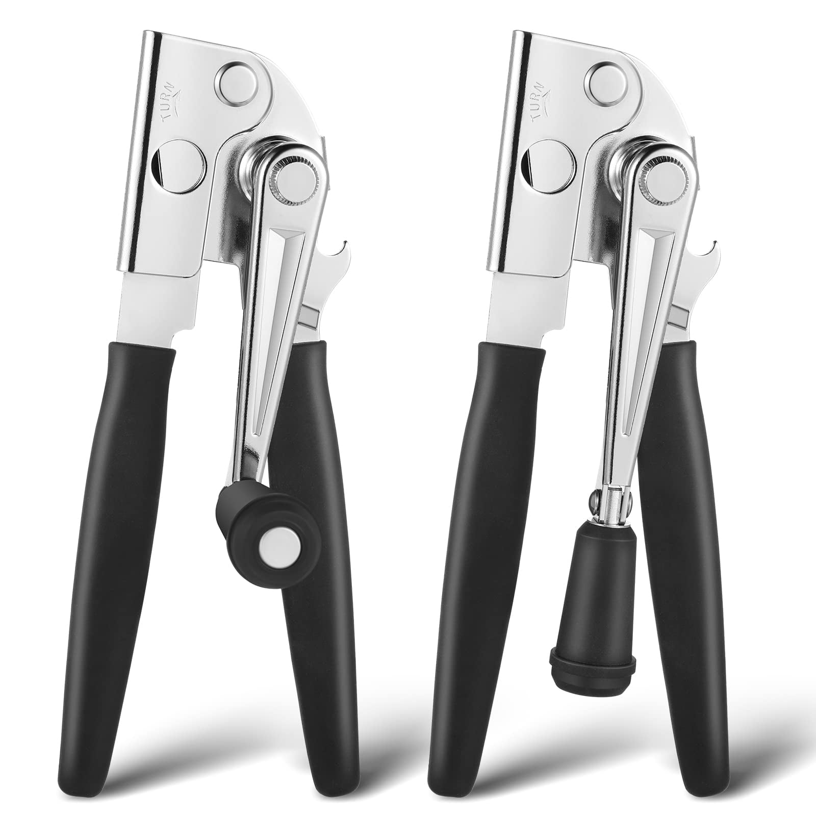 KEJJNYER 2-Pack Heavy Duty Manual Can Opener - Stainless Steel, Smooth Edge, Commercial Grade For Large Cans