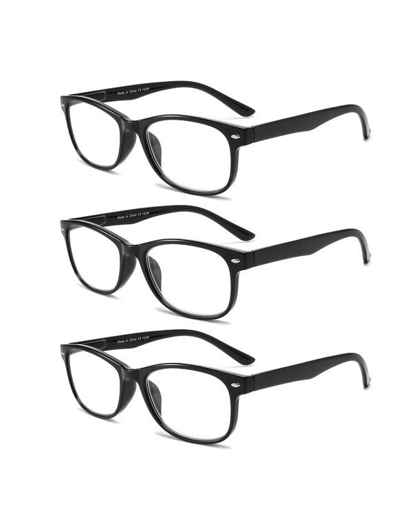 3 Pack Reading Glasses for Women Men,Blue Light Blocking Glasses,Spring Hinge, 1.5 diopters,Anti Eyestrain, Black