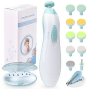 LANNEY Baby Nail File Clippers Electric Trimmer for Newborn Toddler Kids (White/Green)