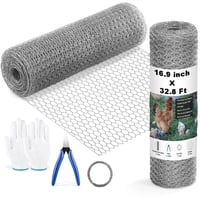 LANNEY 16.9 Inch x 32.8-Feet Galvanized Metal Mesh Wire Fencing (Silver Landscape)