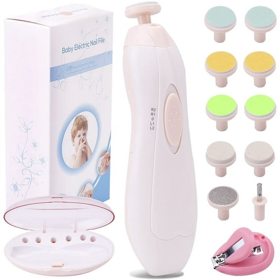 LANNEY Electric Baby Nail File Trimmer for Infant Toddler Kids or Women, Light Pink