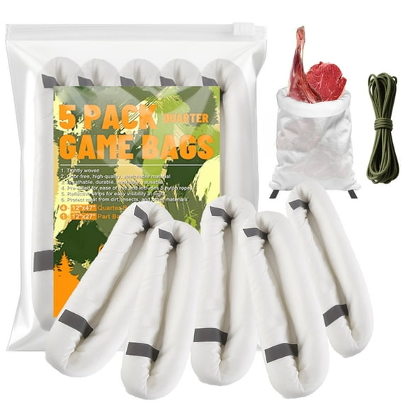LANNEY Game Bags 5 pack Elk for Meat Hunting, Reusable & Heavy Duty Deer Game Bags with Reflective Strips for  Caribou Moose Antelope