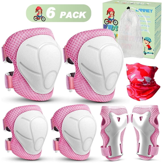 LANNEY Kids Knee Pads and Elbow Pads Set for 3-13 Years, Kids Toddler 3 in 1 Protective Gear Set with Wrist Guards for Skateboard, Scooter, Cycling, Riding Sports, Gift for Youth Boys Girls