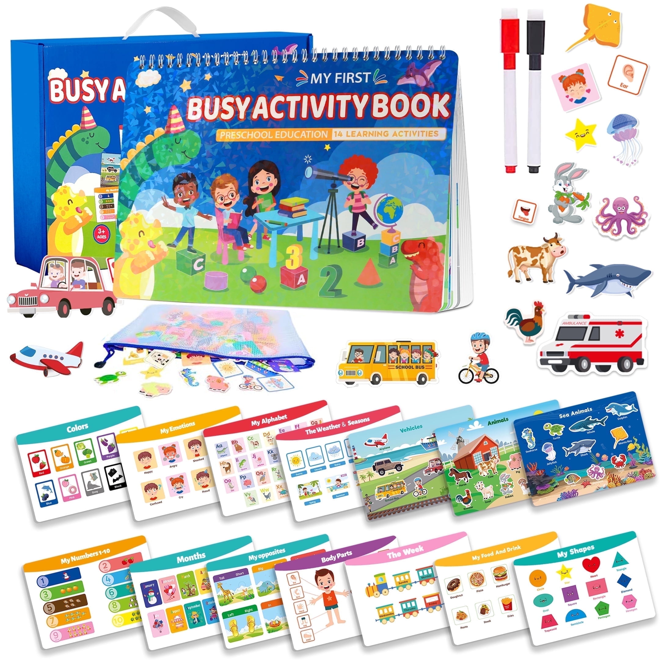 LANNEY Montessori Busy Book for Toddlers, Preschool Learning Activities 28 Themes Toddler Activity Book Educational Early Learning Toys Christmas Birthdays Gifts for Boys and Girls