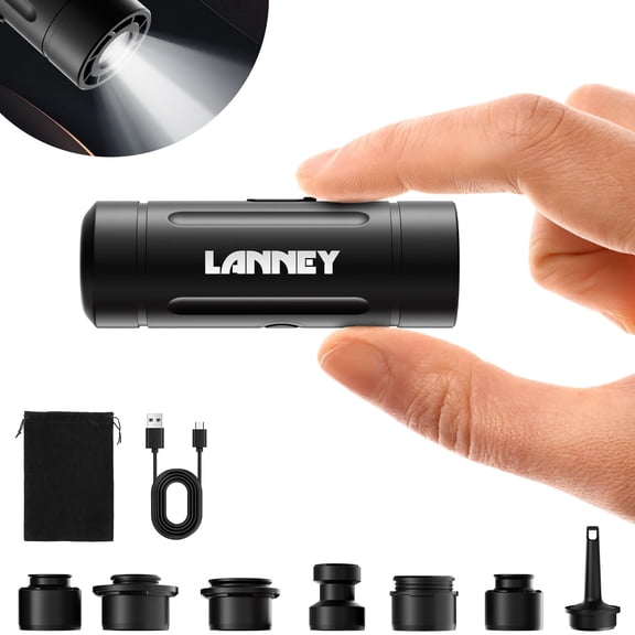 LANNEY Portable Air Pump for Inflatables, 1.7 oz Ultra Mini Inflator Air Pump with Camping Light, Rechargeable Air Pump Inflate Deflate for Sleeping Pad, Air Mattress, Swimming Ring, Pool Floats