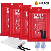 LANNEY Fire Blanket Emergency for Home, 4 pack 40 x 40 inch Fiberglass Fire Blanket Fire Blankets Retardant for House, School, Grill, Warehouse, Car