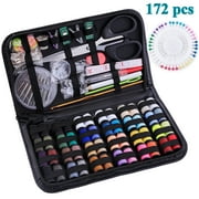LANNEY Sewing Kit for Adults Beginner Home Travel Emergency, 172 Pcs Portable Basic Sewing Supplies Accessories with Case Contains Needle, Threads, Seam Ripper, Scissors, Thimbles and More