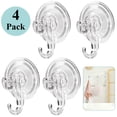 thumbnail image 1 of LANNEY Suction Cup Hooks 4 Pack, Clear Shower Suction Hooks Waterproof Removable Heavy Duty Suction Cups Wreath Hangers for Window, Bathroom, Shower Wall, Tile, Glass Door, Camper, Kitchen, 1 of 6