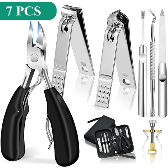 LANNEY Toenail Clippers for Seniors Thick Toenails, Heavy Duty Large Toe Nail Clippers for Men Thick Nails 7Pcs Sharp Ingrown Clippers, Father's Day