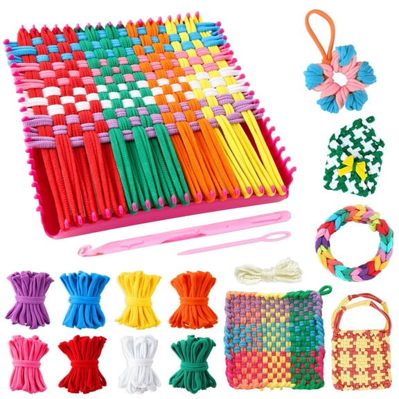 LANNEY Weaving Loom Kit for Kids and Adults, 7.3" Potholder Loom Kit with 224 Craft Loops in 8 Colors, Weaving Loom with Tool for DIY Potholders, Great Birthday Gifts
