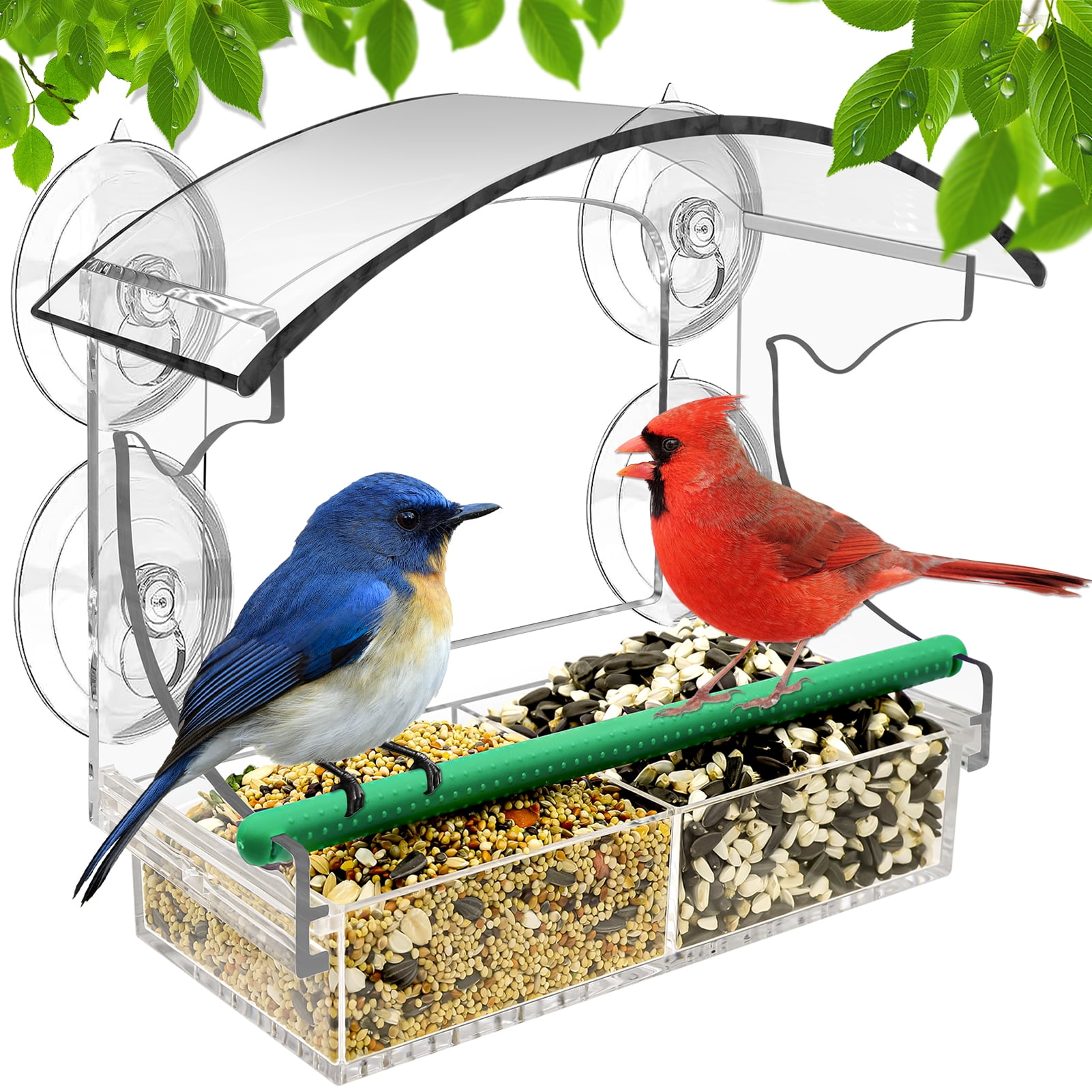 LANNEY Window Bird Feeder, Strong Suction Cups Window Bird Feeders for