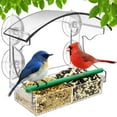 thumbnail image 1 of LANNEY Window Bird Feeder with Suction Cups for Viewing, Acrylic Clear Bird Feeder for Window Removable Seed Tray with Drain Holes, 1 of 7