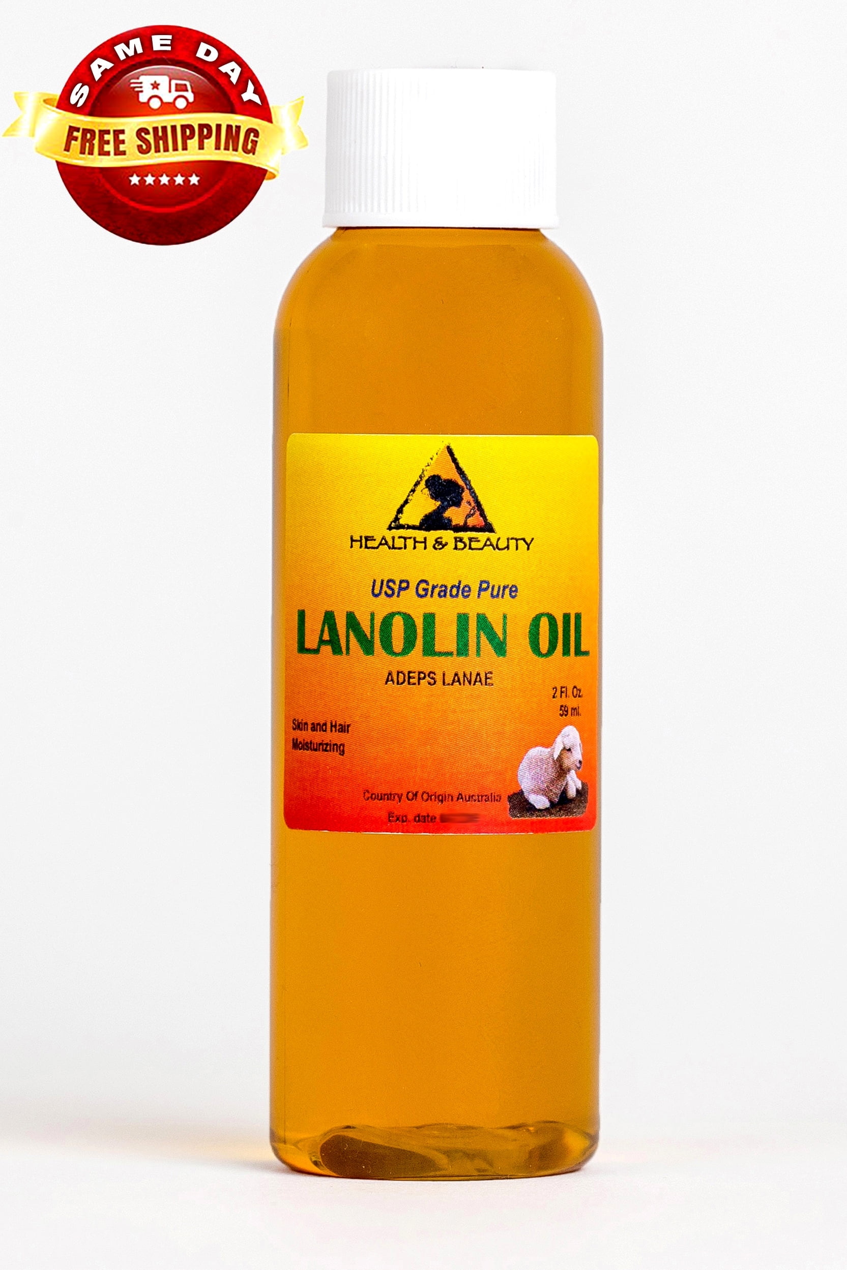 H&B Oils Center Co, 100% Pure Lanolin Oil, USP Grade, Skin Hair Lips ...