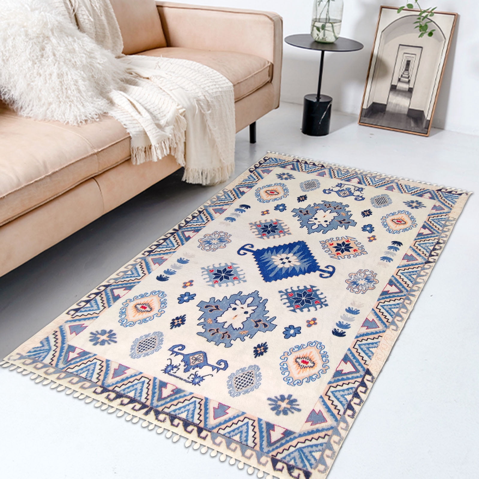LANPEI Boho Rug Runner 5Ft Bathroom Rug Kids Bedroom Rug Carpet Plush ...