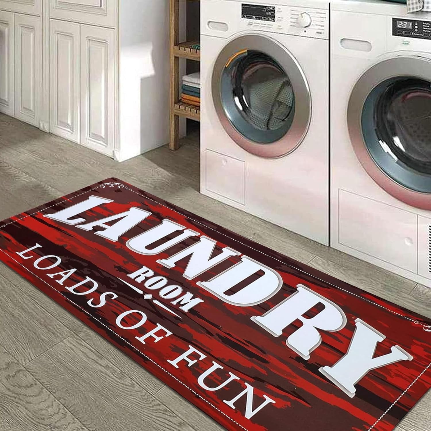 Laundry Mat Rug LANPEI Laundry Room Rug Floor Mat Red Rug for Washroom Mudroom Non Skid ...