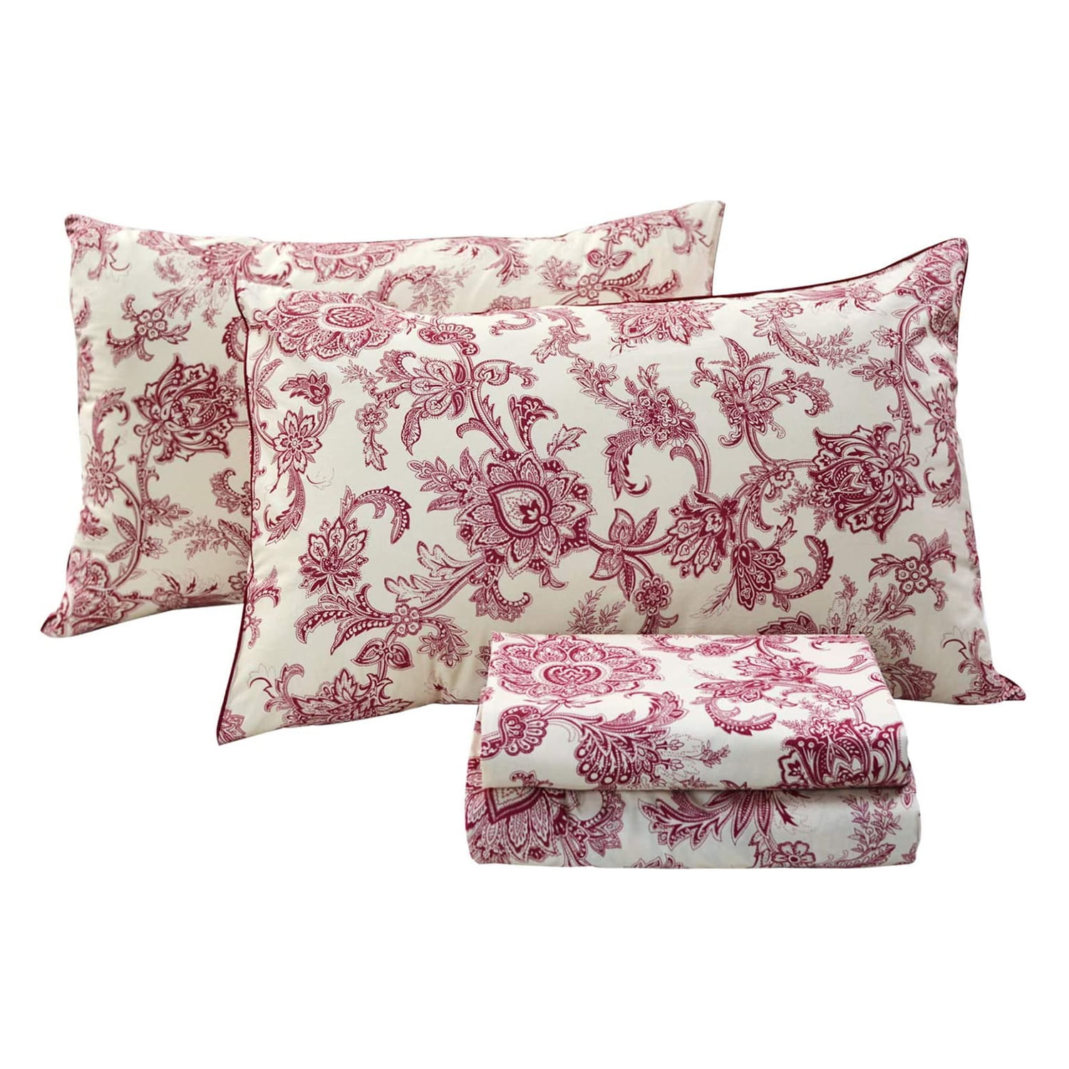 LANPEI Red Floral Bedding Elegant Bed Sheets Set Luxury Bedding