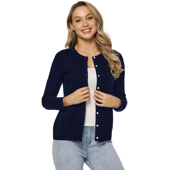 LANPULUX Black Cardigans for Women 100 Merino Wool Sweaters Knit Sweaters Womens Long Sleeve Button Front Cardigan Sweaters