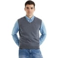 thumbnail image 1 of LANPULUX Sweater Vest for Men V-Neck Sweater 100 Pure Merino Wool Sleeveless Pullover Lightweight Sweater, 1 of 6