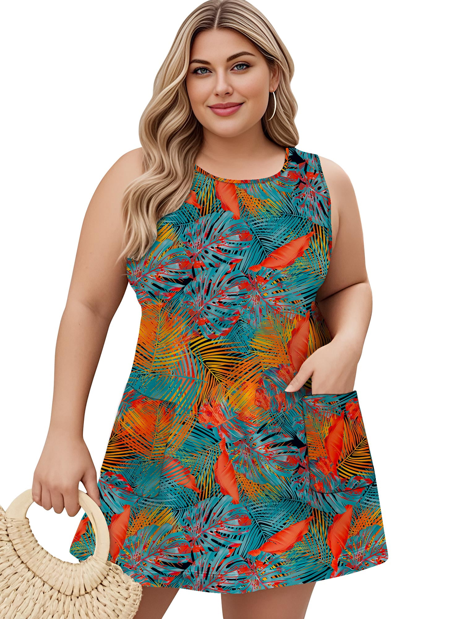 LANREMON Dresses for Women Plus Size Summer Dresses Orangeleaf — free download
