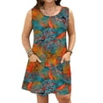 thumbnail image 1 of LANREMON Dresses for Women Plus Size Summer Dresses Orangeleaf Sleeveless Dresses with Pockets Scoop Neck Floral Mini Dresses XL, 1 of 5