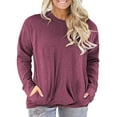 thumbnail image 1 of LANREMON Fall Long Sleeve Oversized T Shirts for Women Casual Round Neck Trendy Plus Size Tunic Tops Blouse with Pockets Redwine 16 Plus, 1 of 5