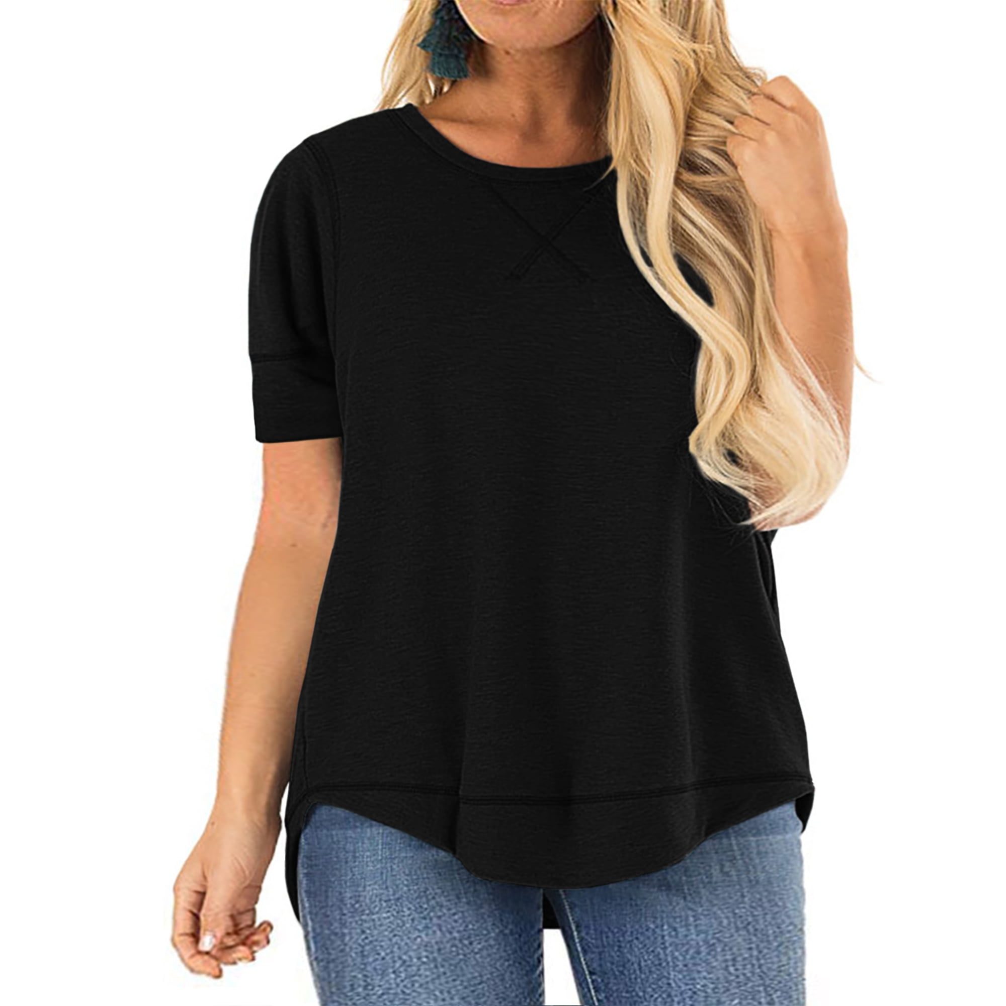 LANREMON Oversized Flowy Short Sleeve T Shirts for Women Summer Casual ...