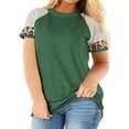 thumbnail image 1 of LANREMON Plus Size Shirts for Women Tops Crewneck Short Sleeve Tunic Top Summer Loose Fitting Blouses for Women Clothes Leopard Color Block Tee Shirts Oversized Green Size 24 Plus, 1 of 6