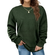 LANREMON Women Plus Size Sweatshirts Plain Long Sleeve Shirts Tops Casual Loose Pullover Black 22 Plus