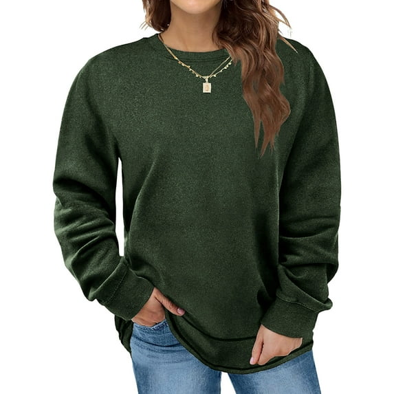 LANREMON Plus Size Sweatshirts for Women Crewneck Casual Tunic Tops Long Sleeve Shirts Womens Fall Pullover Tops Armygreen 24 Plus