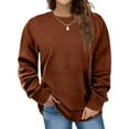 thumbnail image 1 of LANREMON Plus Size Sweatshirts for Women Crewneck Casual Tunic Tops Long Sleeve Shirts Womens Fall Pullover Tops Brown 24 Plus, 1 of 6
