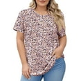 thumbnail image 1 of LANREMON Womens Plus Size Tops Summer Crew Neck Short Sleeve Pleated Tunic Tops for Women Loose Fit Floral T-Shirts 3XL, 1 of 7