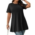 thumbnail image 1 of LANREMON Plus Tops for Women Summer Short Sleeve Loose Shirts for Women Casual Crew Neck Oversized Blouses Tee 4XL, 1 of 8
