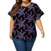LANREMON Plus Size Tops for Women Summer Short Sleeve Tunic Tops Casual Crew Neck Loose Fit Oversized T Shirts Blouse 4XL