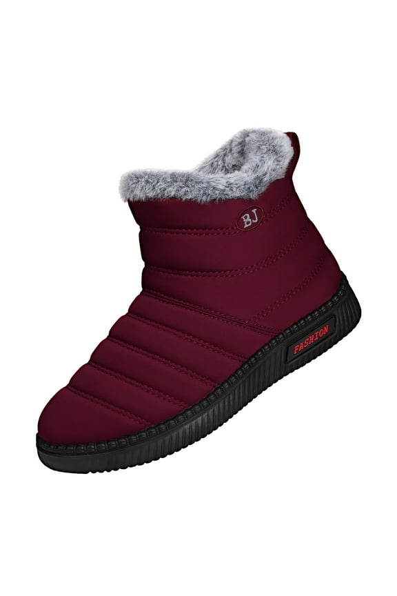Snow Boots for Women Warm Faux Fur Lined Winter Ankle Booties Womans Outdoor Hiking Non-Slip Winter Boot Shoes Red Boots Flat