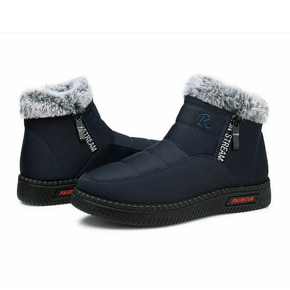 LANREMON Snow Boots for Women Waterproof Winter Warm Ankle Boot Womens Walking Faux Fur Lined Booties Blue Non Slip Booty Wide Width