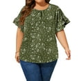 thumbnail image 1 of LANREMON Summer Short Sleeve Blouses for Women Plus Size Tops Casual Crew Neck Loose Tunic Tops Oversized T Shirts Size XL, 1 of 8