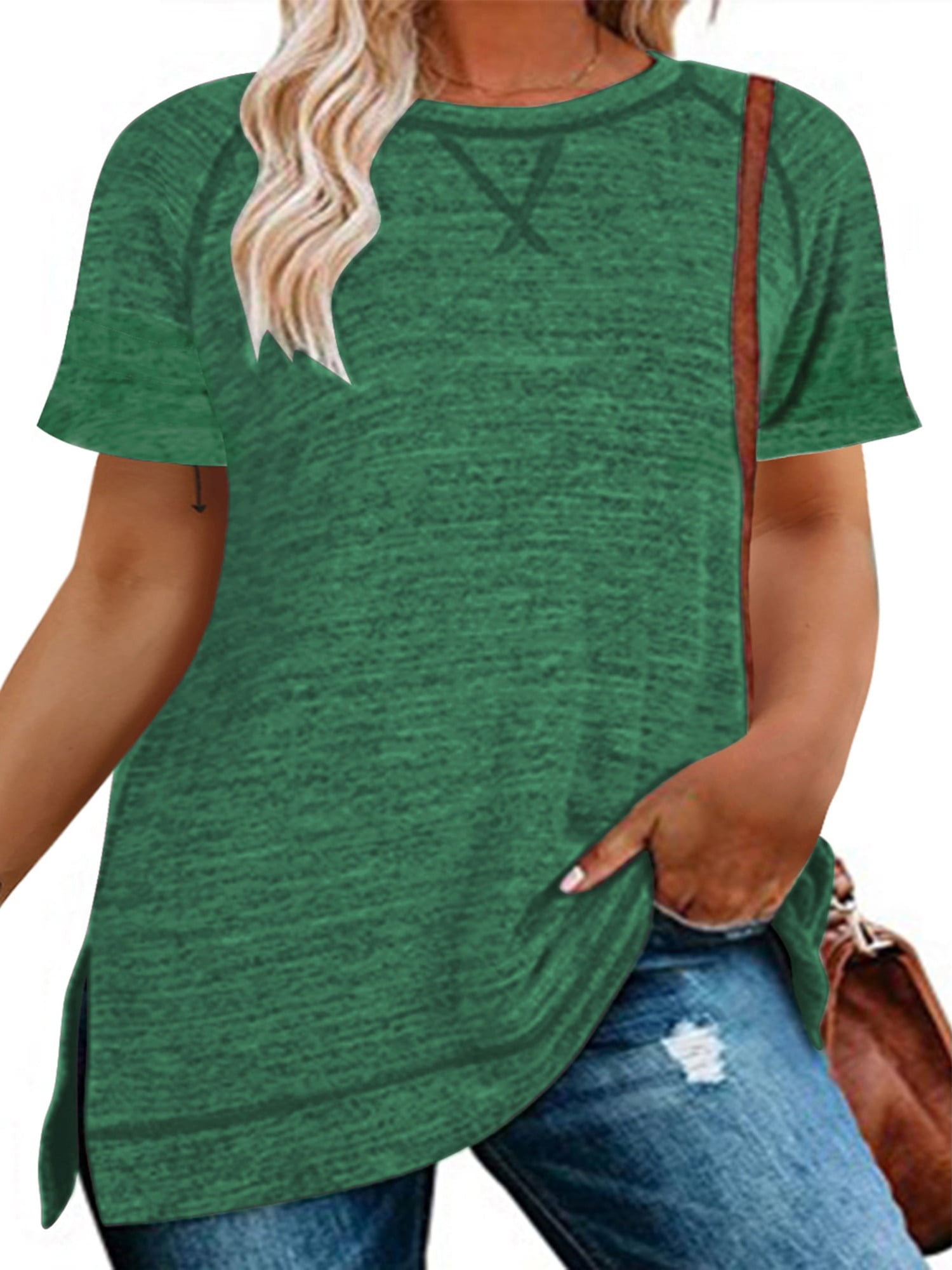 LANREMON Summer Short Sleeve Oversized Flowy T Shirts for Women Casual ...