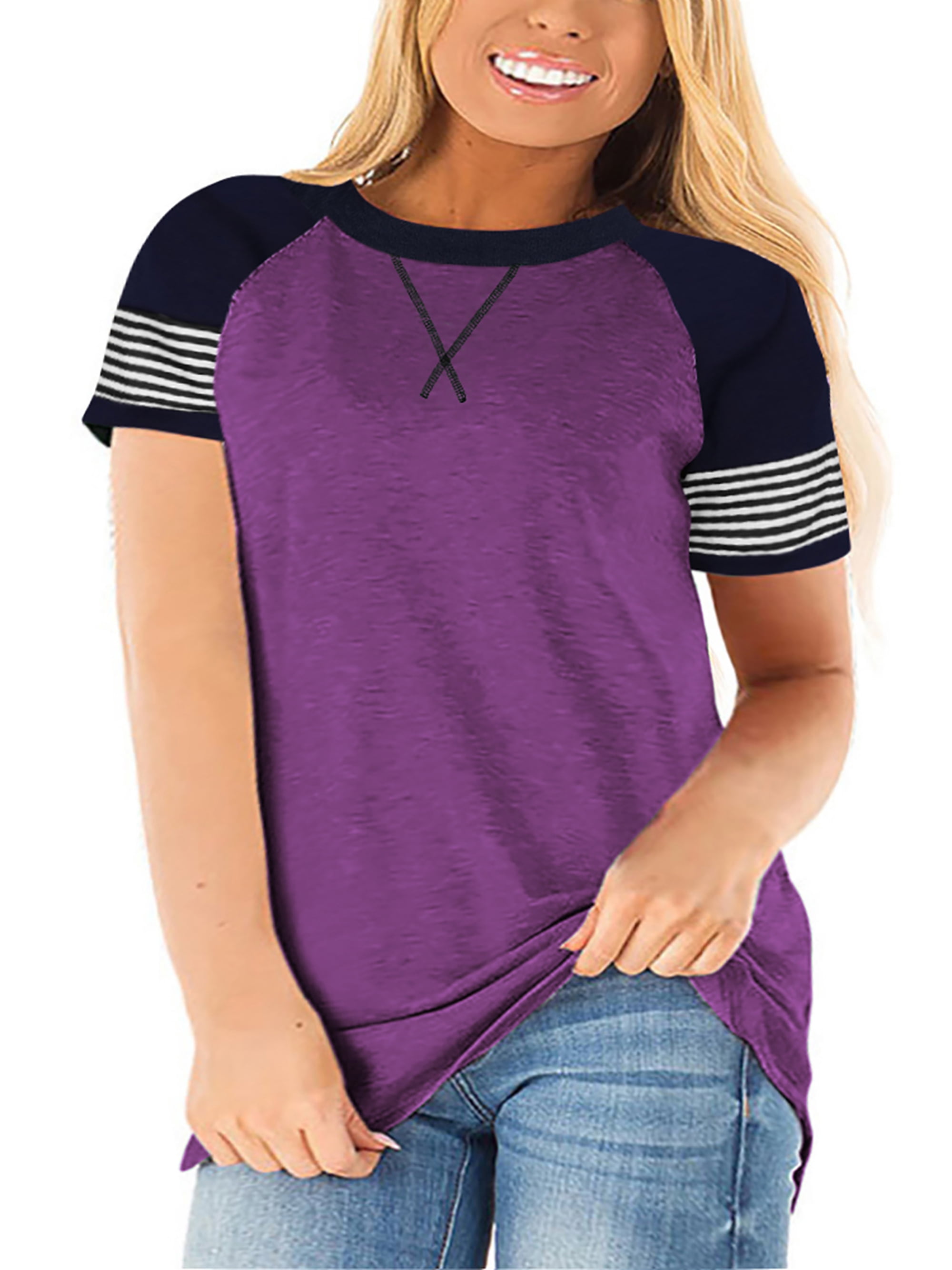 LANREMON Women Plus Size Tshirts Tops Loose Short Sleeve Trendy Shirts